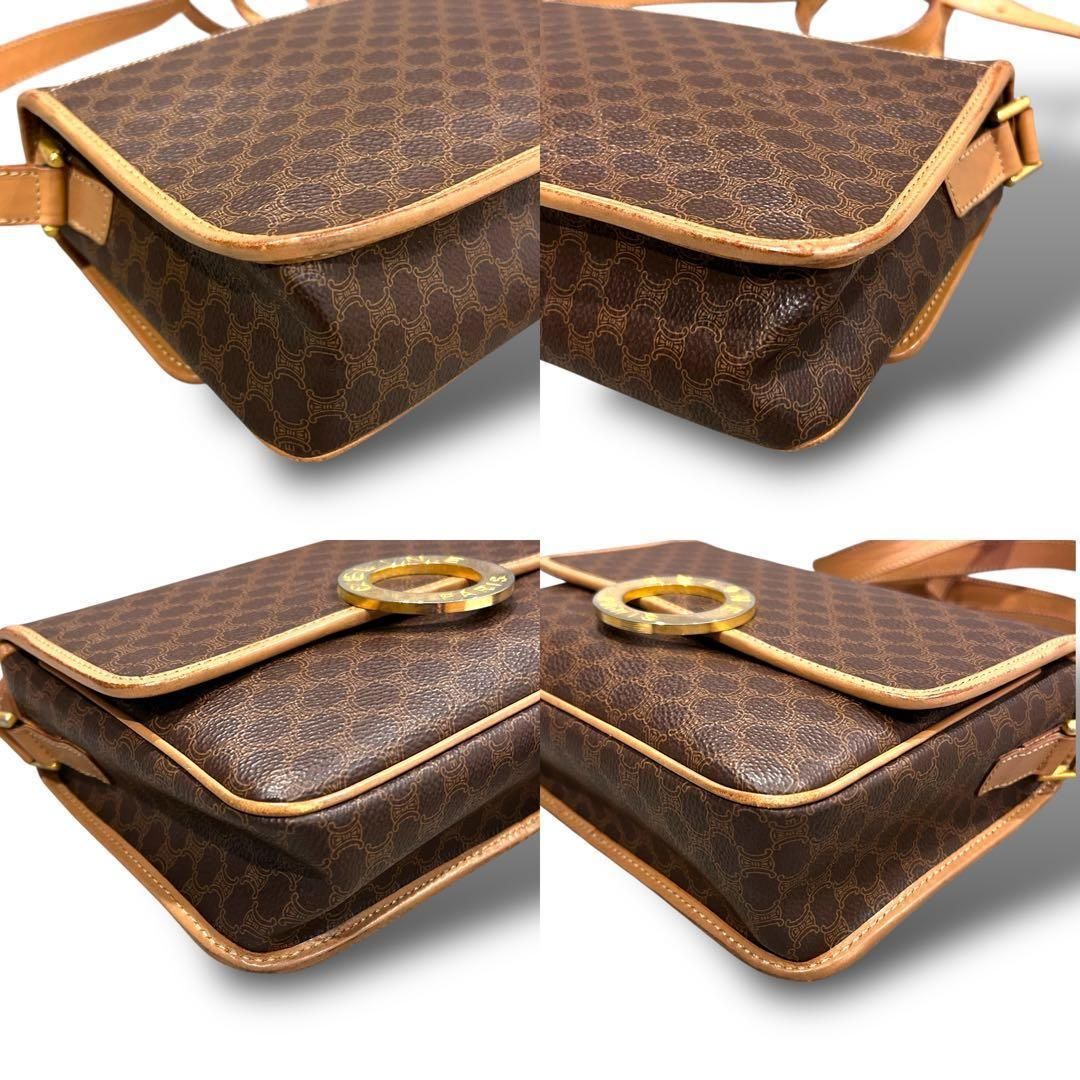 美品 CELINE セリーヌ マカダム柄 ショルダーバッグ サークル金具 斜め