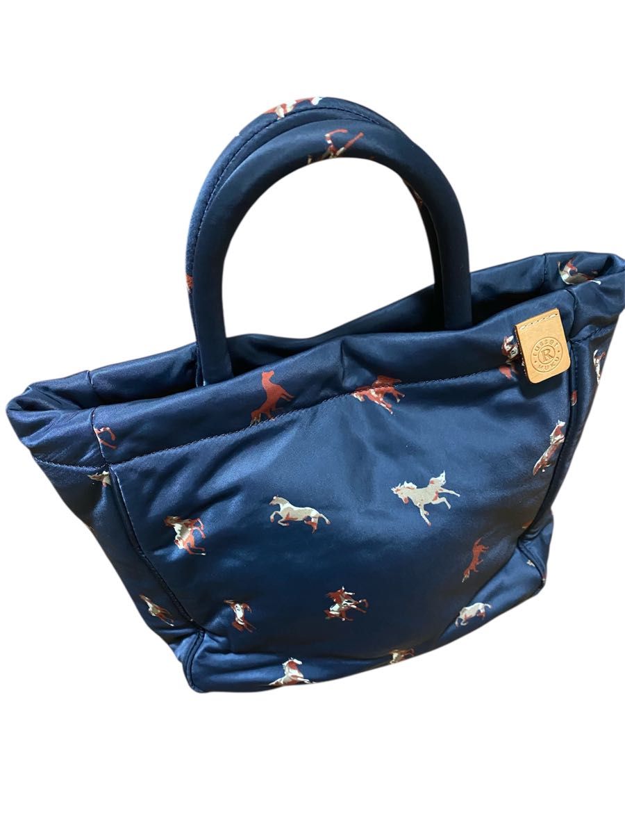 美品 ラシット russet トートバッグ 馬柄 ホース ネイビー トート