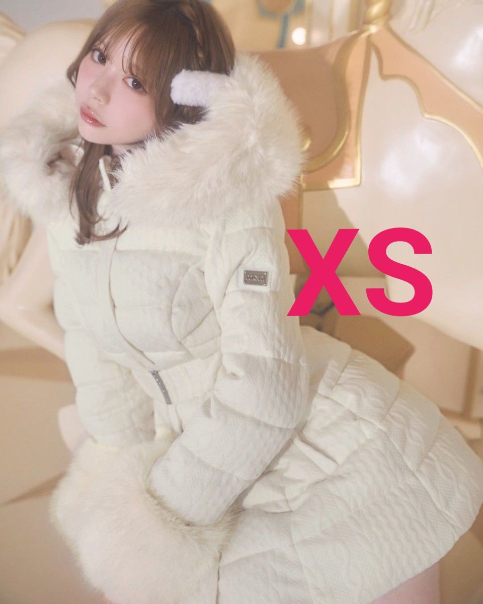 ミシェルマカロン ケーブル柄ベルトダウンコート XSサイズ アイボリー