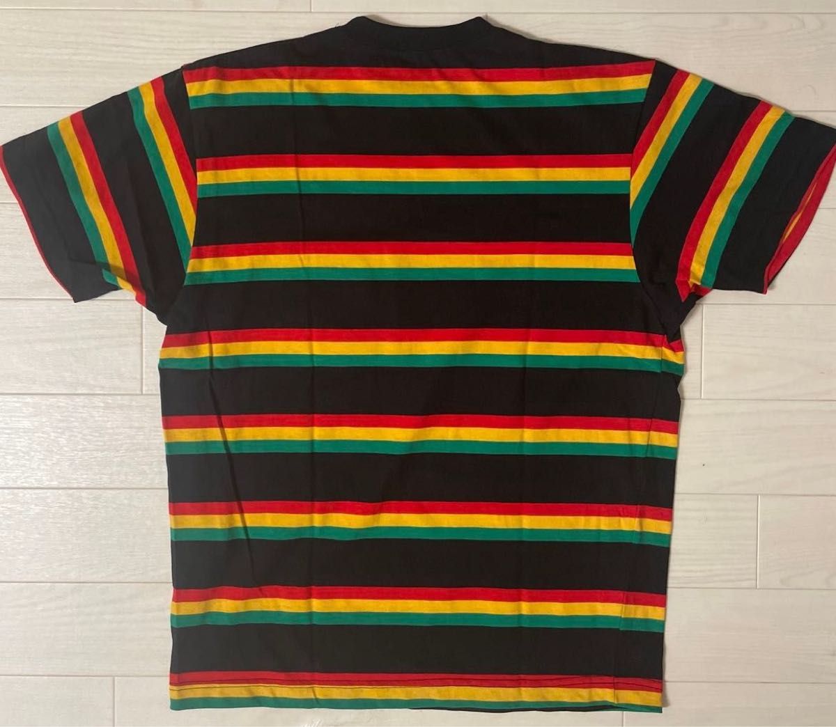 80s STUSSY ステューシー マルチボーダーTシャツ ラスタカラー