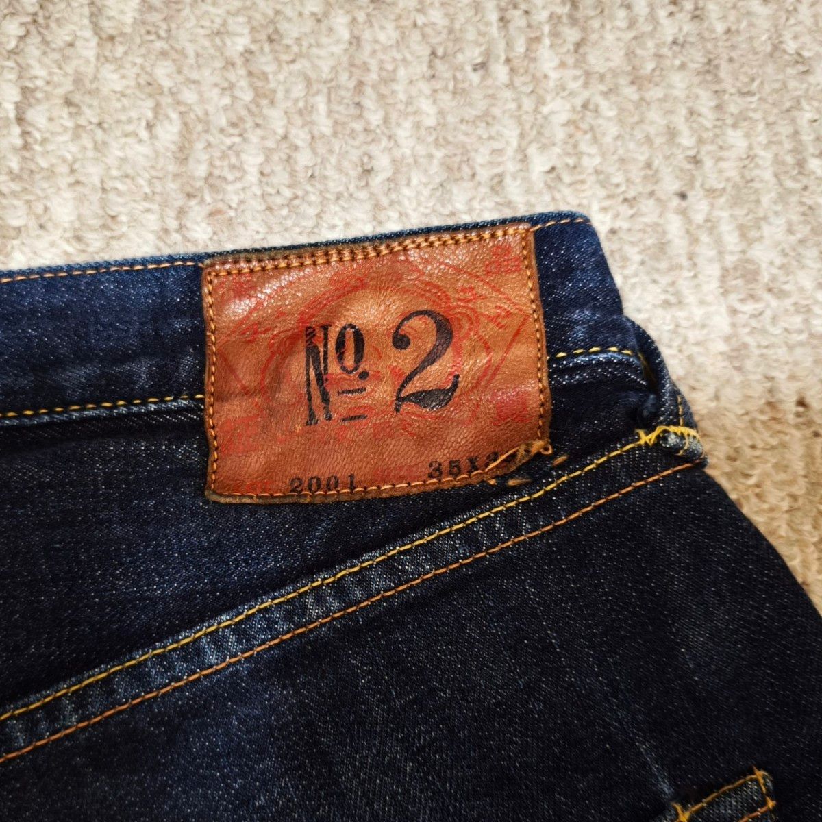 エビス ジーンズ No 2 2001 赤カモメ 35インチ エヴィス EVISU デニム