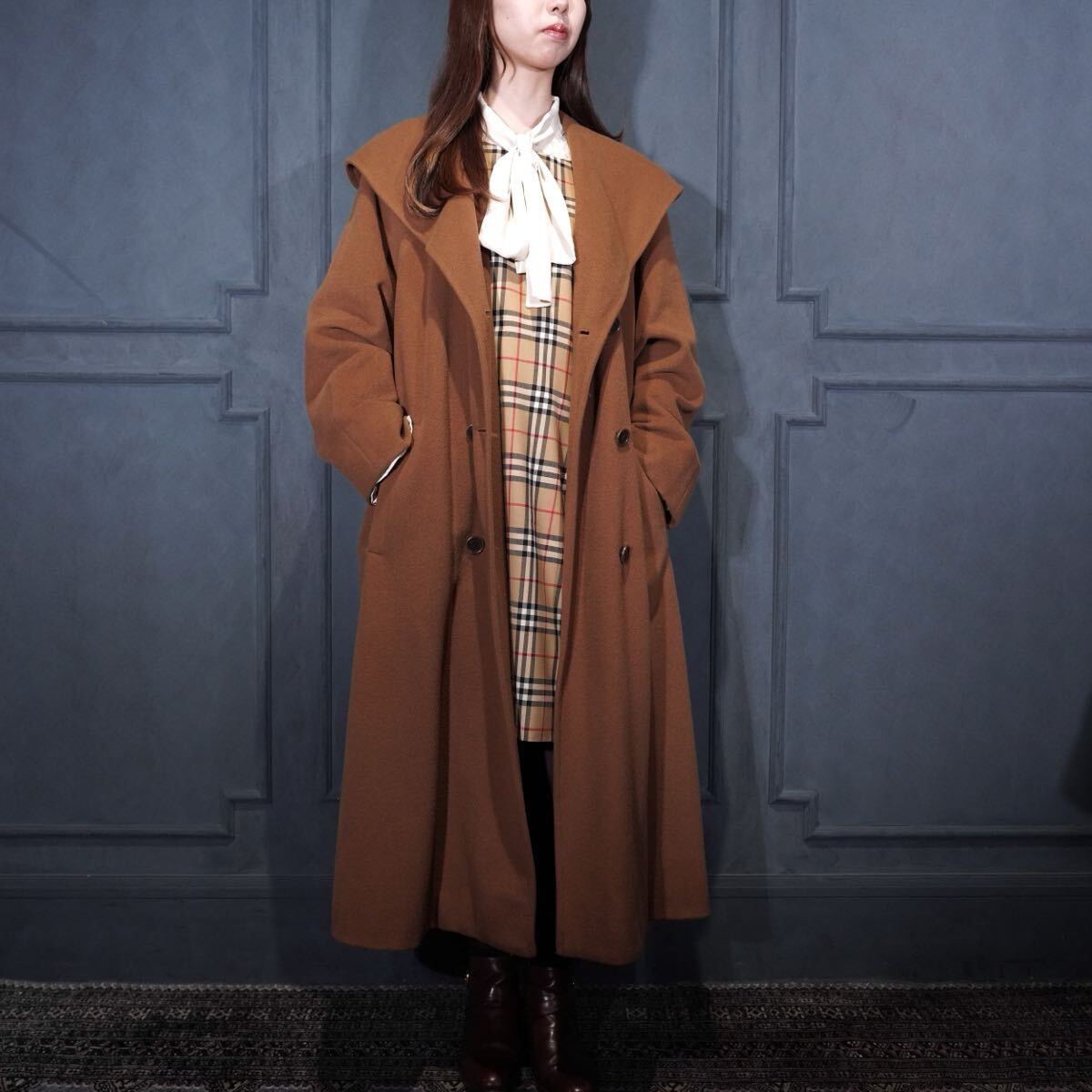Burberrys CASHMERE BREND WOOL BIG HOODIE DOUBLE LONG COAT