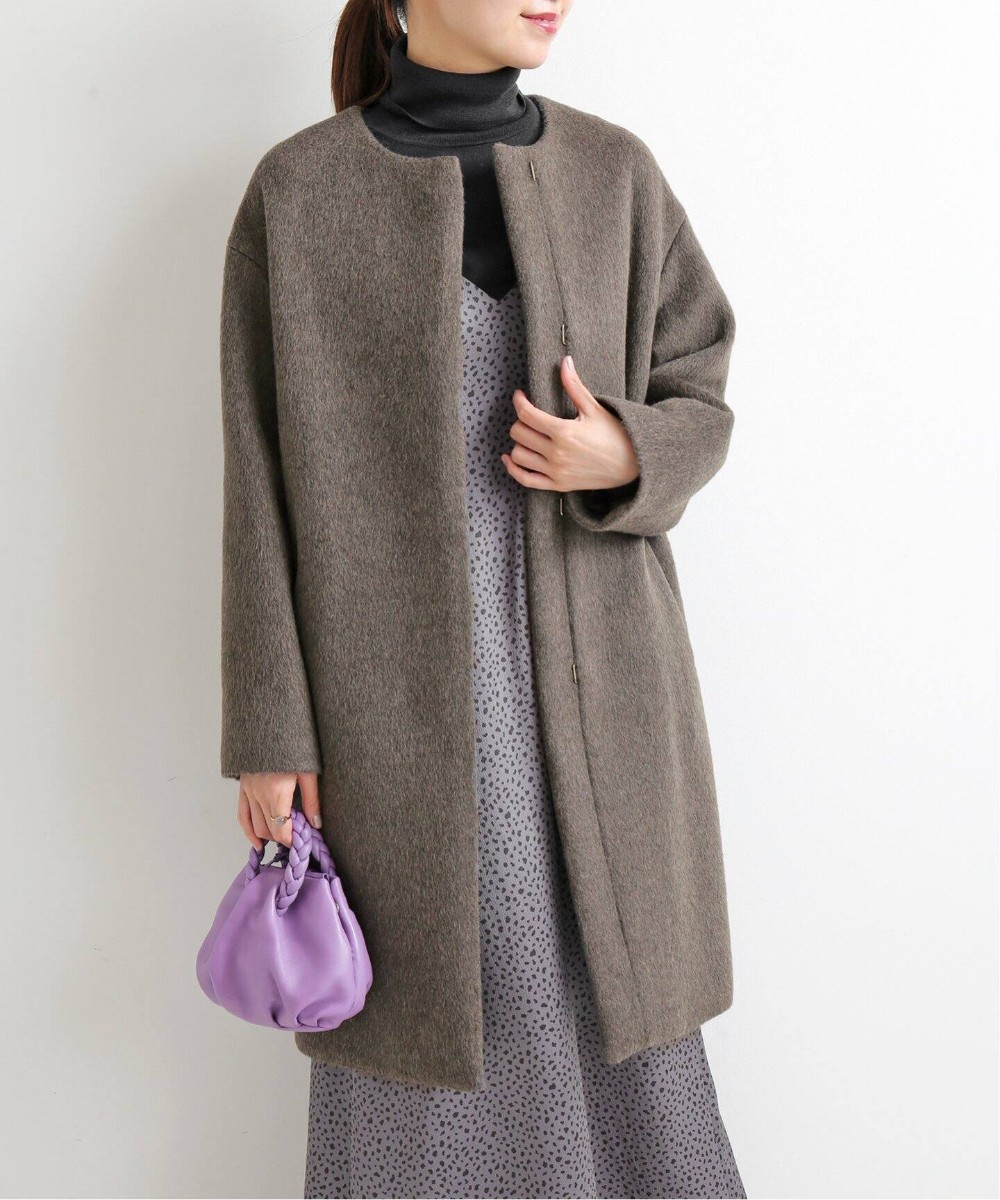 新品 20AW 完売 IENA イエナ ラムウールノーカラーコート グレー 36