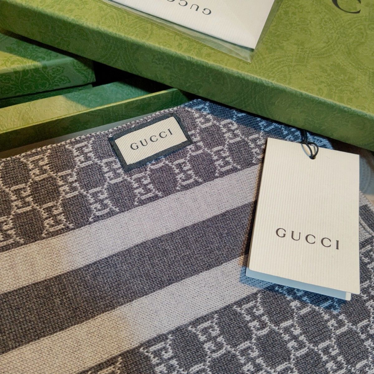 新品箱袋付き 最高級ウール GUCCI マフラー ストール ショール