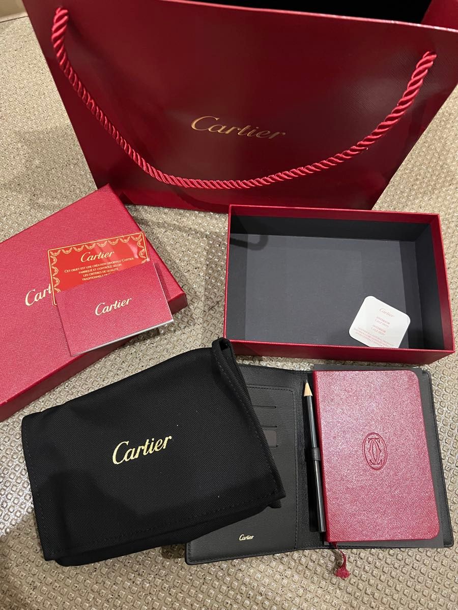 新品未使用 Cartier カルティエ メモ帳 文房具 専用ケース 箱 保存袋