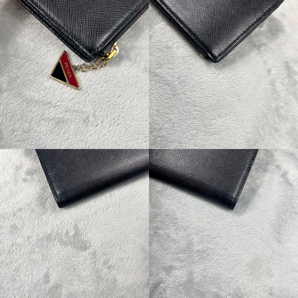 PRADA プラダ サフィアーノレザー 二つ折り財布 黒 ブラック バイ