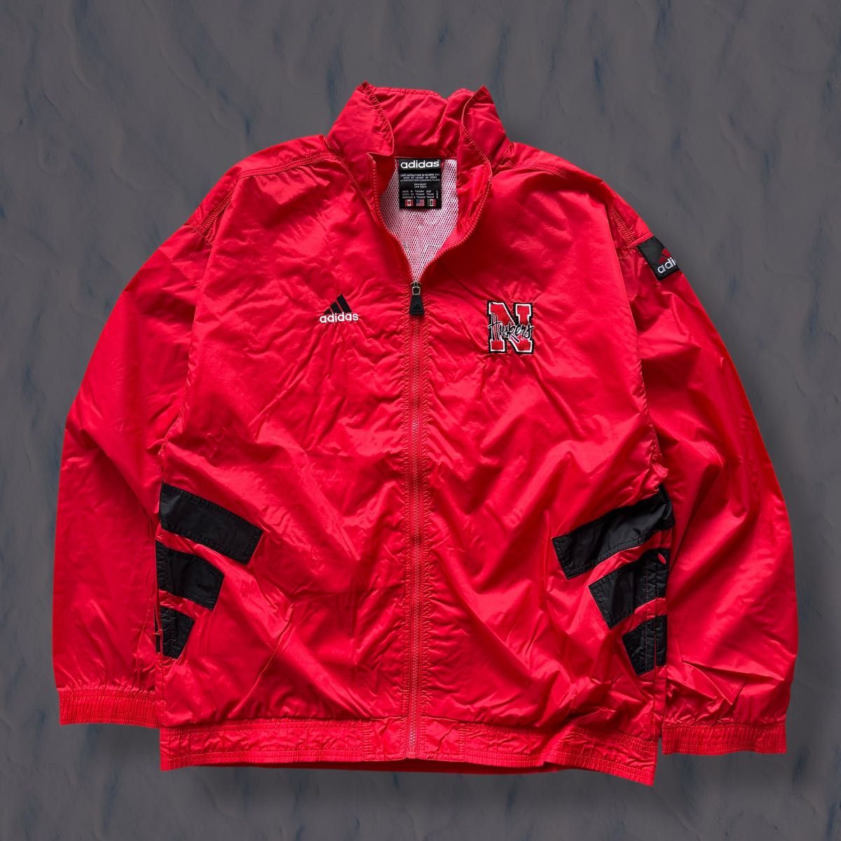 希少】チーム物 90s adidas ナイロンジャケット 厚手 ネブラスカ大学