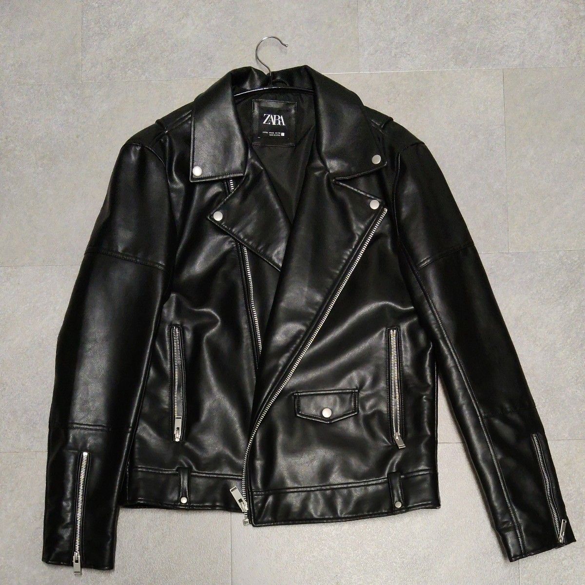 ZARA フェイクレザー ダブルライダースジャケット ブラック｜Yahoo