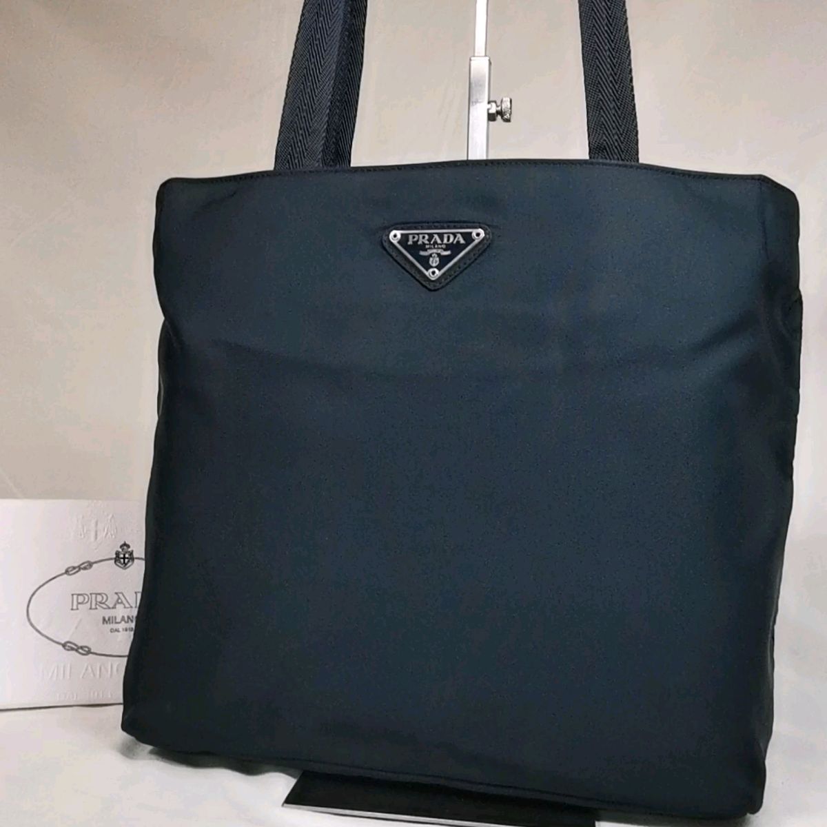 正規品 PRADA ブラック ナイロン トートバッグ 刺繍ロゴ 肩掛け｜Yahoo