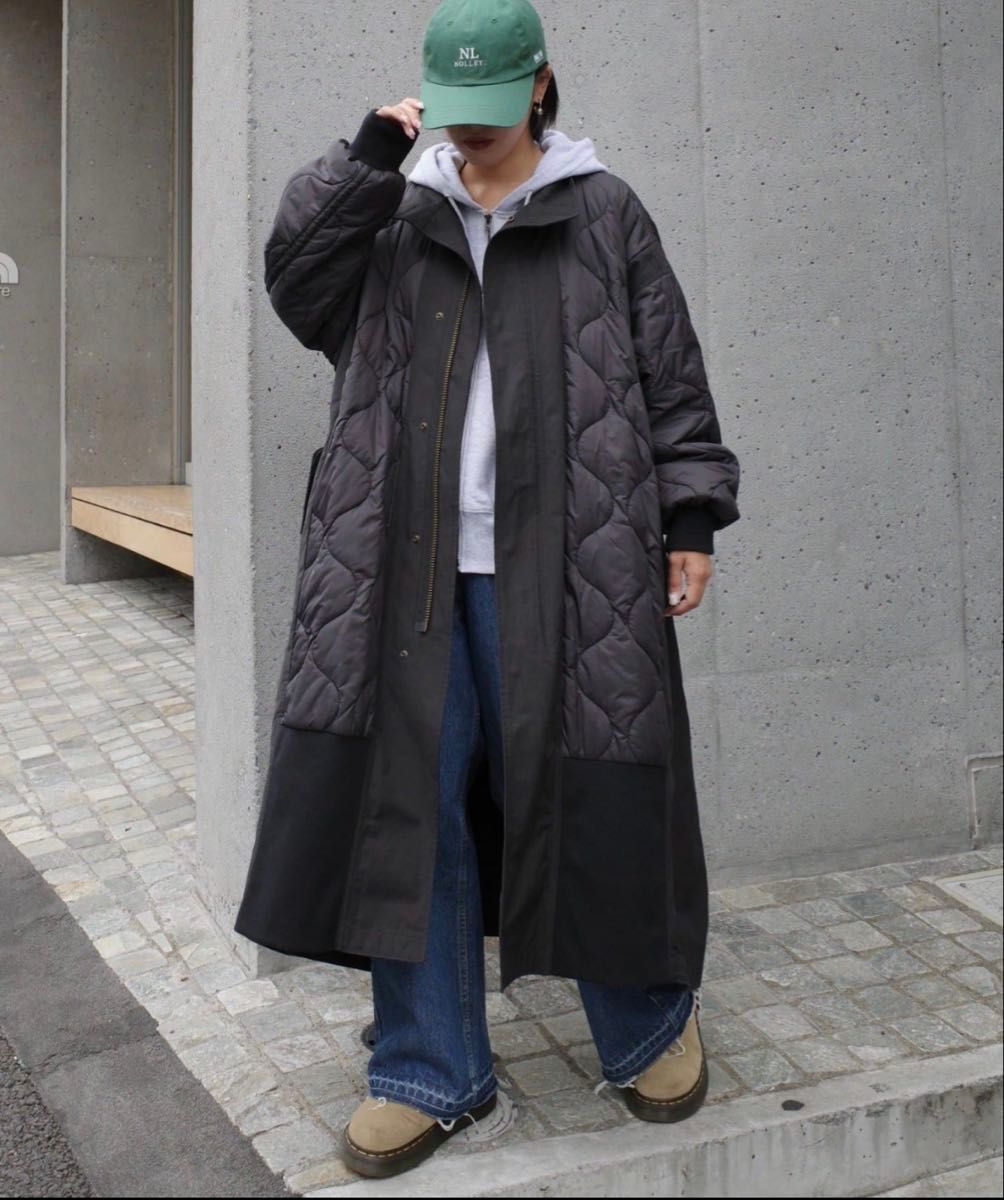 etsinta エシンタ 切替マキシミリタリーコート キルティングコート