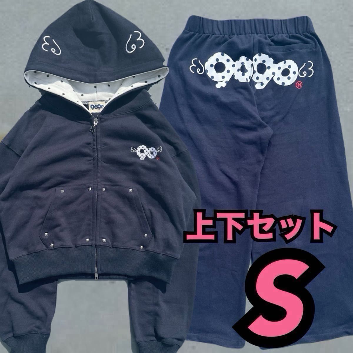 9090 フーディ セットアップ パーカー 90 Logo Dot Zip Hoodie