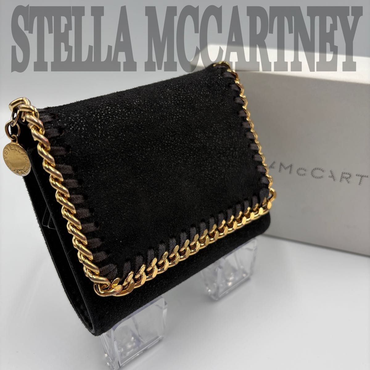 状態良好】 STELLA McCARTNEY ファラベラ 三つ折り財布 ゴールド金具
