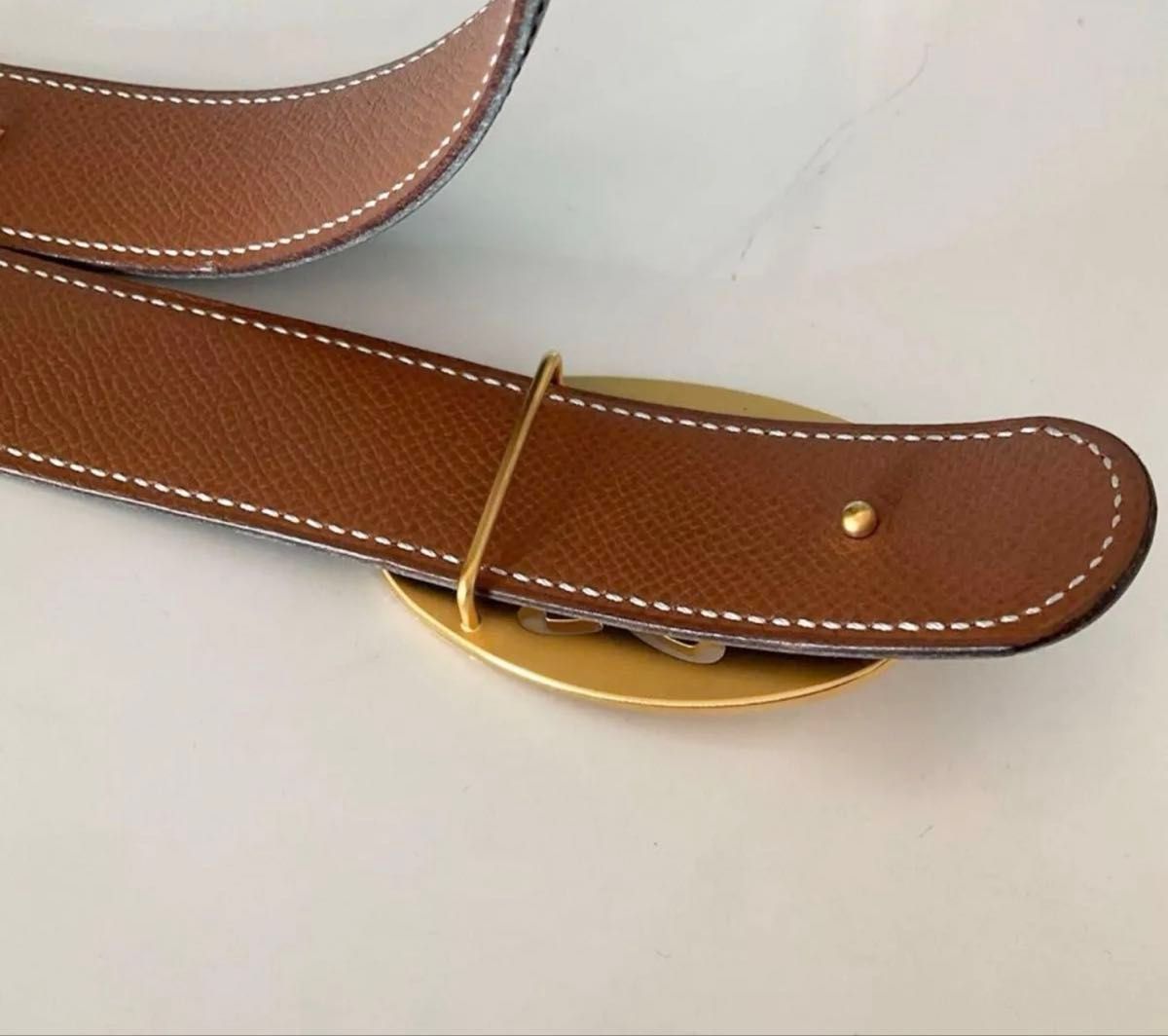 エルメス ダブルH バックル レザーベルト ブラック ゴールド金具
