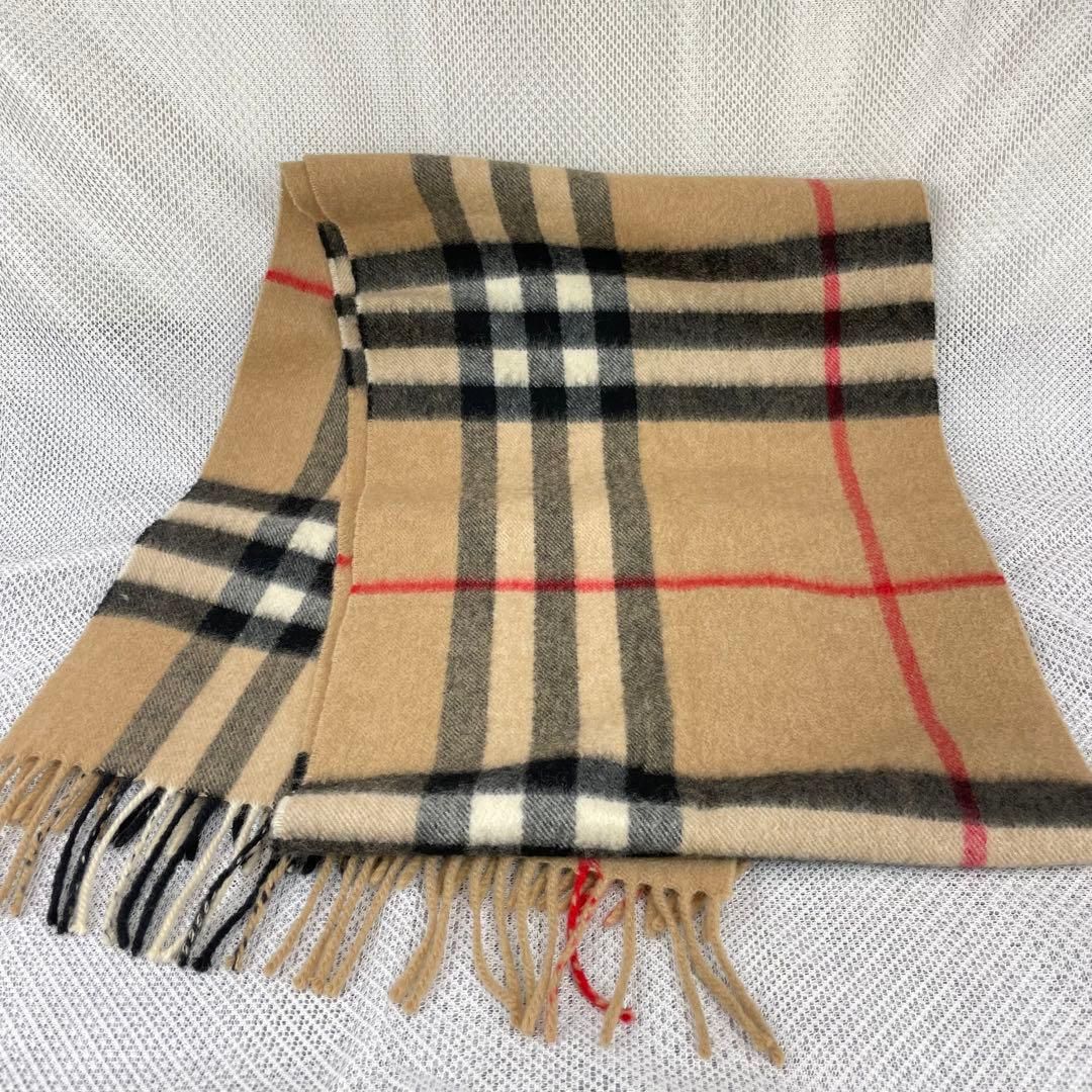 BURBERRYバーバリーマフラーベージュメガチェックカシミヤ100%茶 ノバ