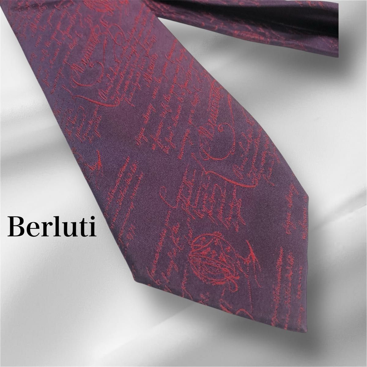 美品 Berluti ベルルッティ ネクタイ カリグラフィー スクリット