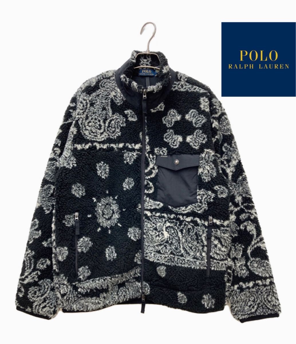 POLO RALPHLAUREN ペイズリー柄 フリース ブルゾン 黒 Mサイズ ポロ