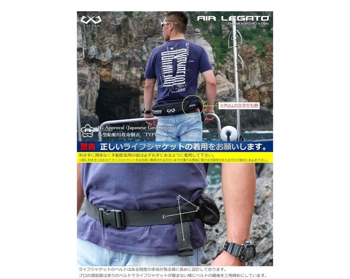 新品未使用】BASARO 桜マーク Type A ライフジャケット 腰巻き 自動
