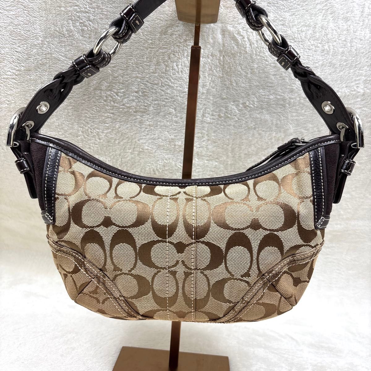 COACH コーチ シグネチャー ワンショルダー ハンドバッグ ブラウン