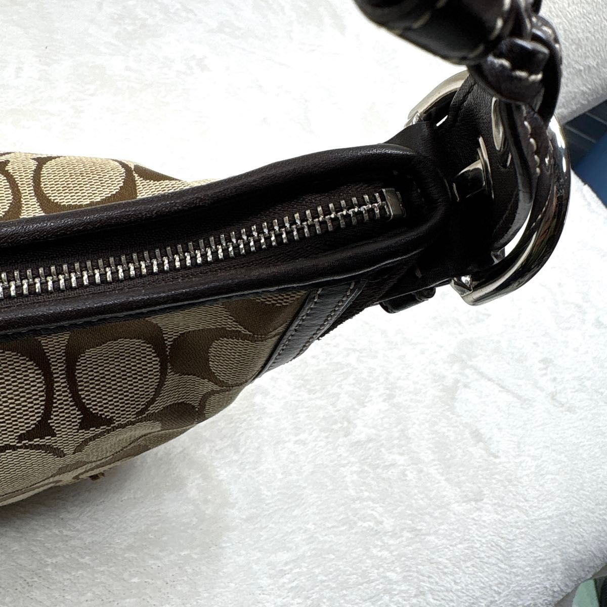 COACH コーチ シグネチャー ワンショルダー ハンドバッグ ブラウン