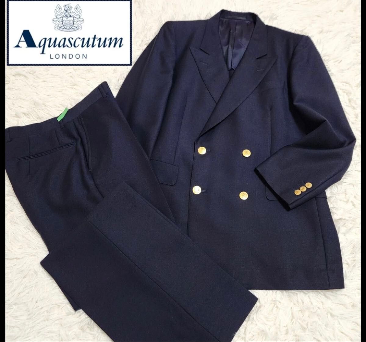 Aquascutum LONDON アクアスキュータム 紺ブレ ダブル 金ボタン