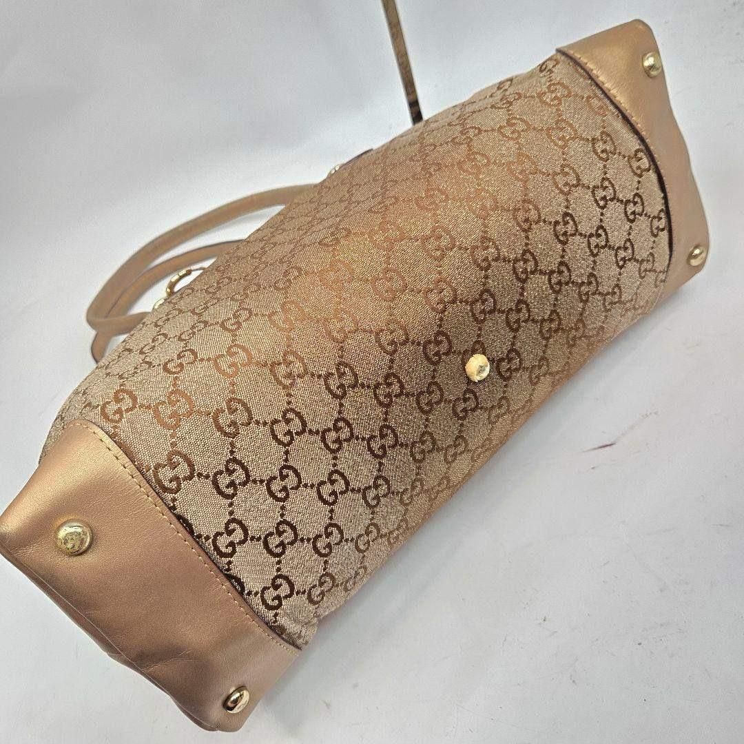 極美品 GUCCI 2way ハートビット GGキャンバス レザー ハンドバッグ