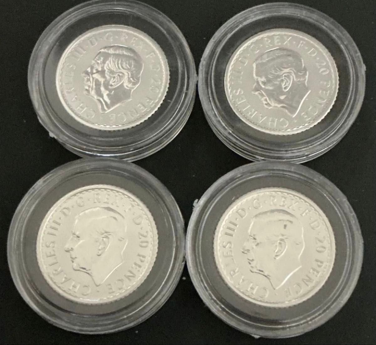 イギリス ブリタニア銀貨 1/10oz 4枚セット 純銀 999 ロイヤルミント