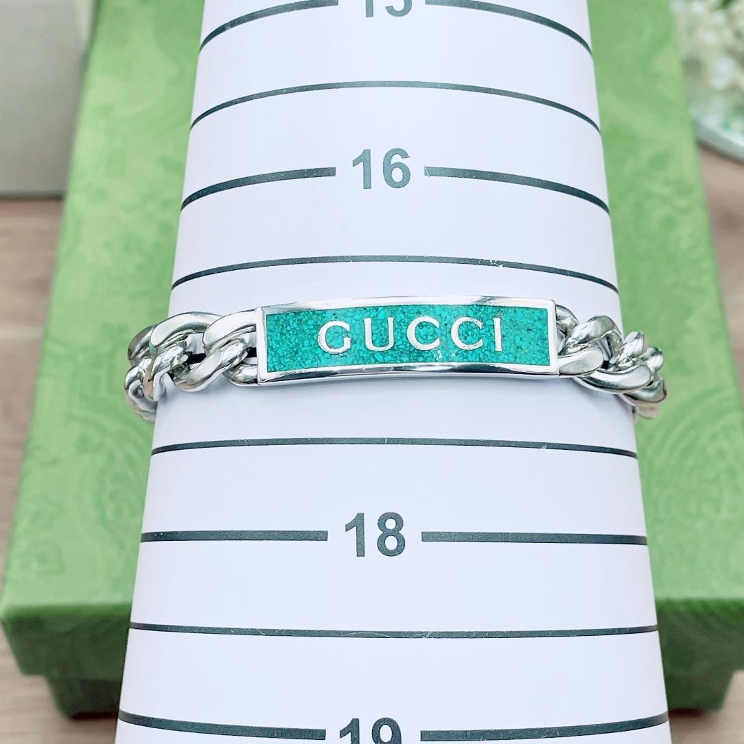 グッチ 仕上済 GUCCI 仕上済 ロゴ ターコイズ チェーン ブレスレット