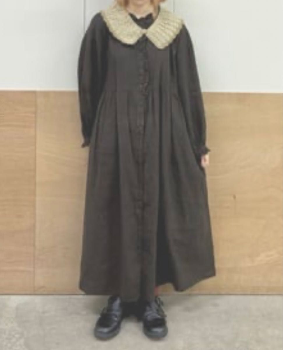 Samansa Mos2 Cross×Linen フリルワンピース チャコール M｜Yahoo