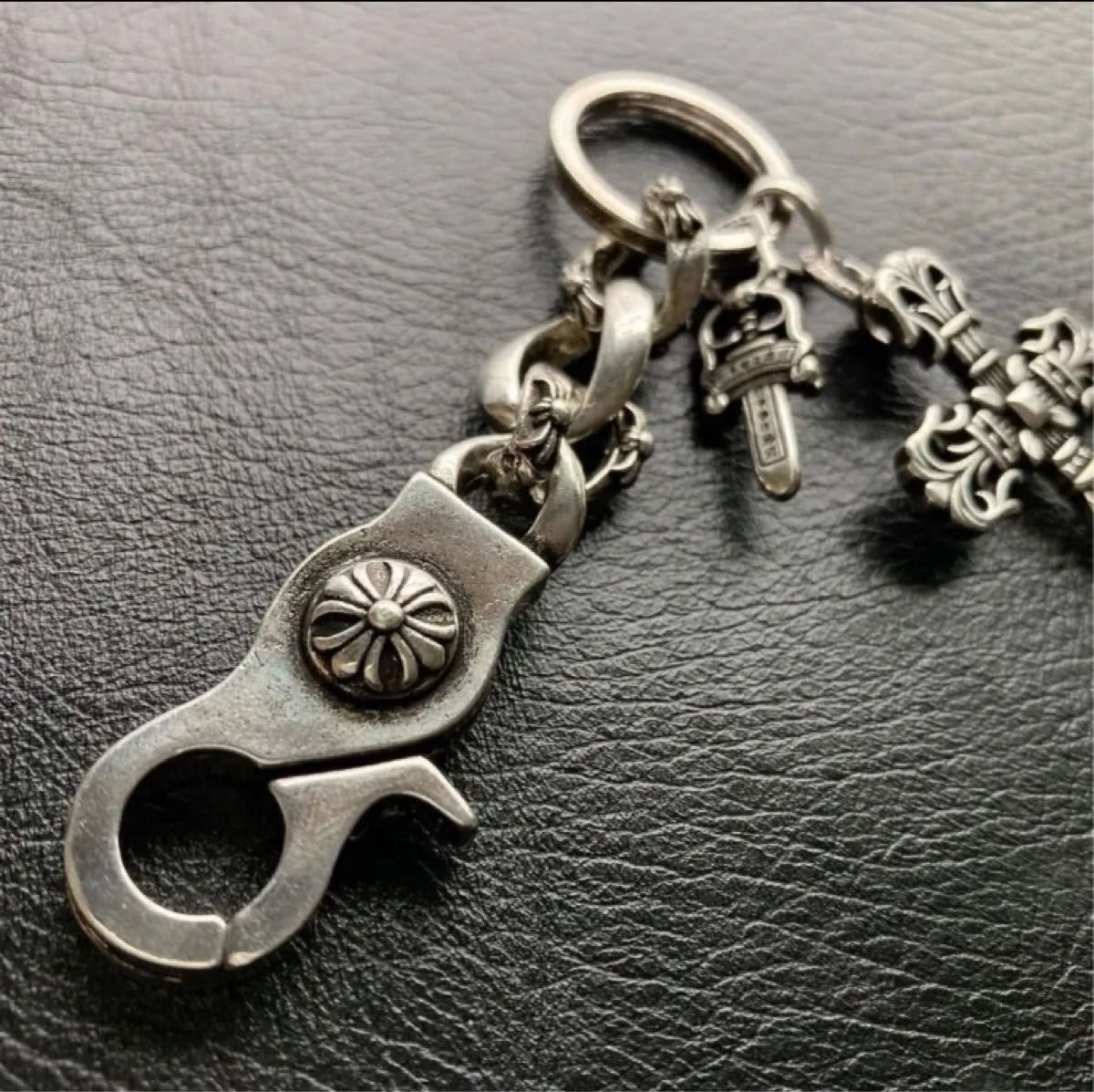 メンズキーホルダー シルバー925刻印キーチェーン キーリング クロス