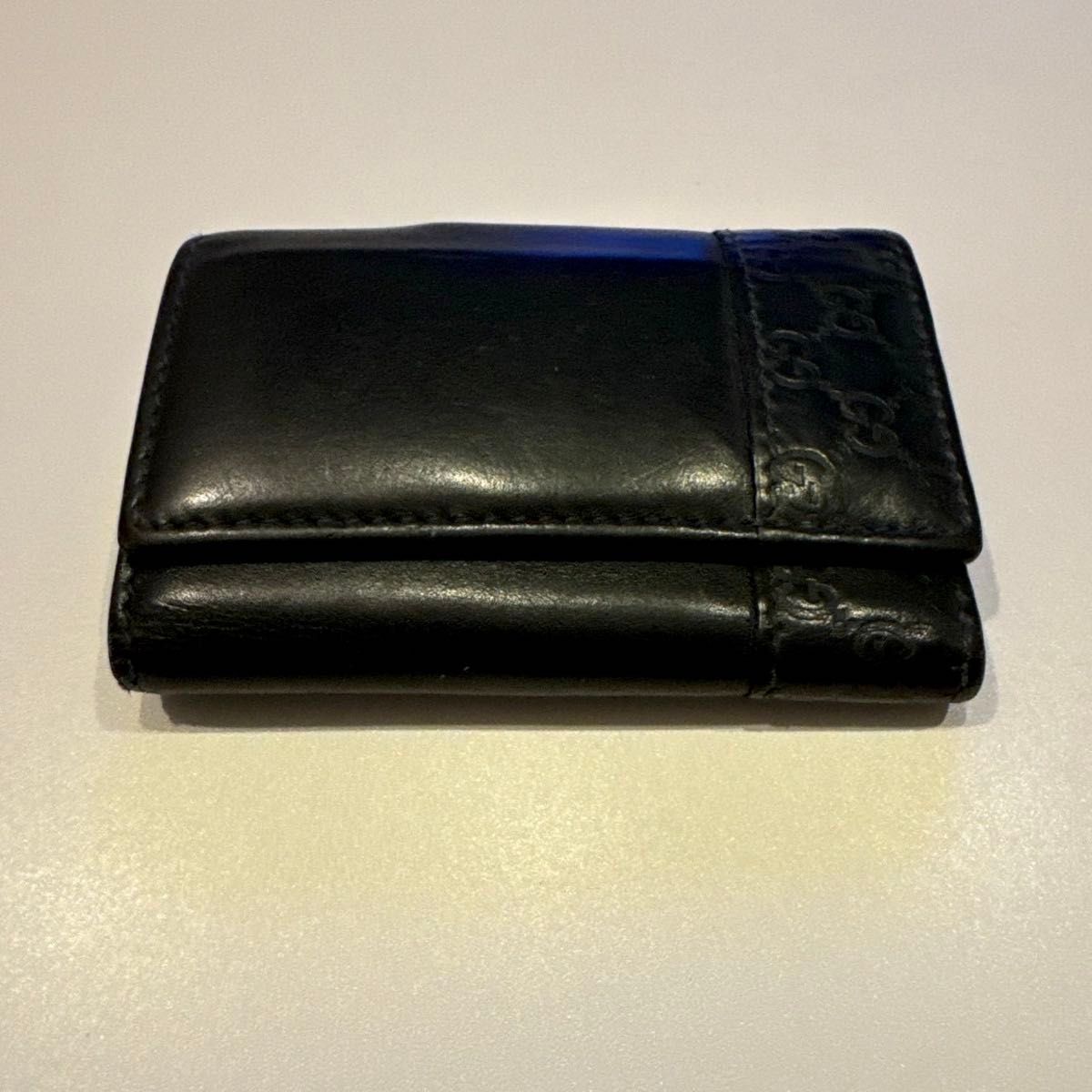 GUCCI グッチ シマ レザー キーケース 6連 ブラック シルバー金具