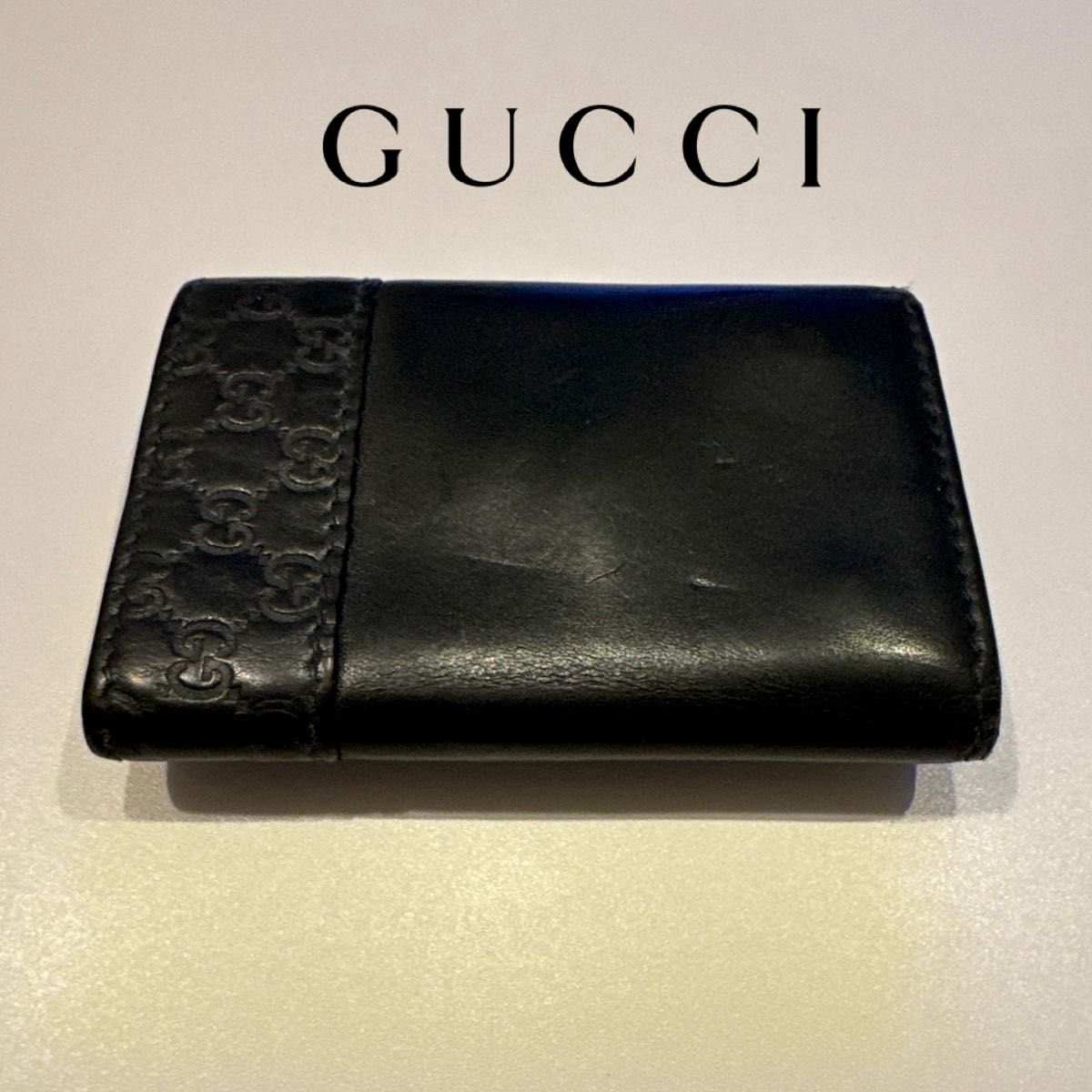 GUCCI グッチ シマ レザー キーケース 6連 ブラック シルバー金具