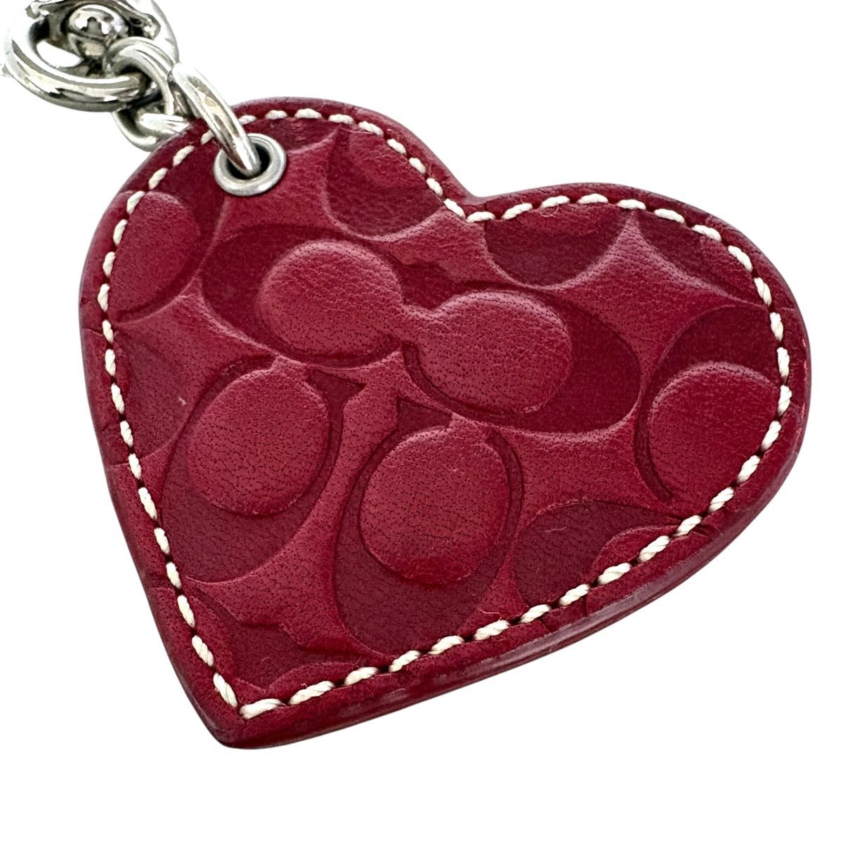 美品 COACH コーチ ハート キーホルダー バッグチャーム レザー