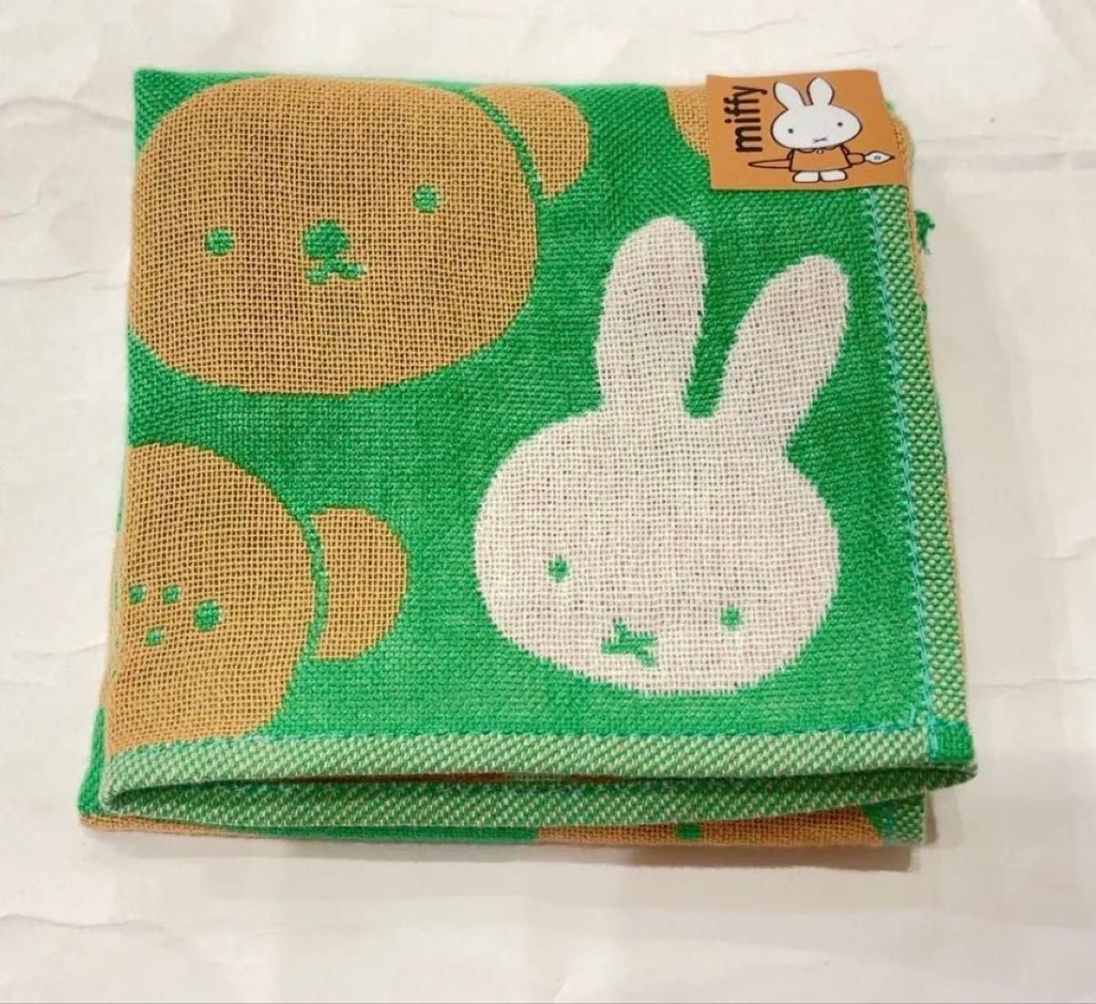 miffy 新品 ミッフィー ガーゼハンカチ 2枚セット 綿100% グリーン