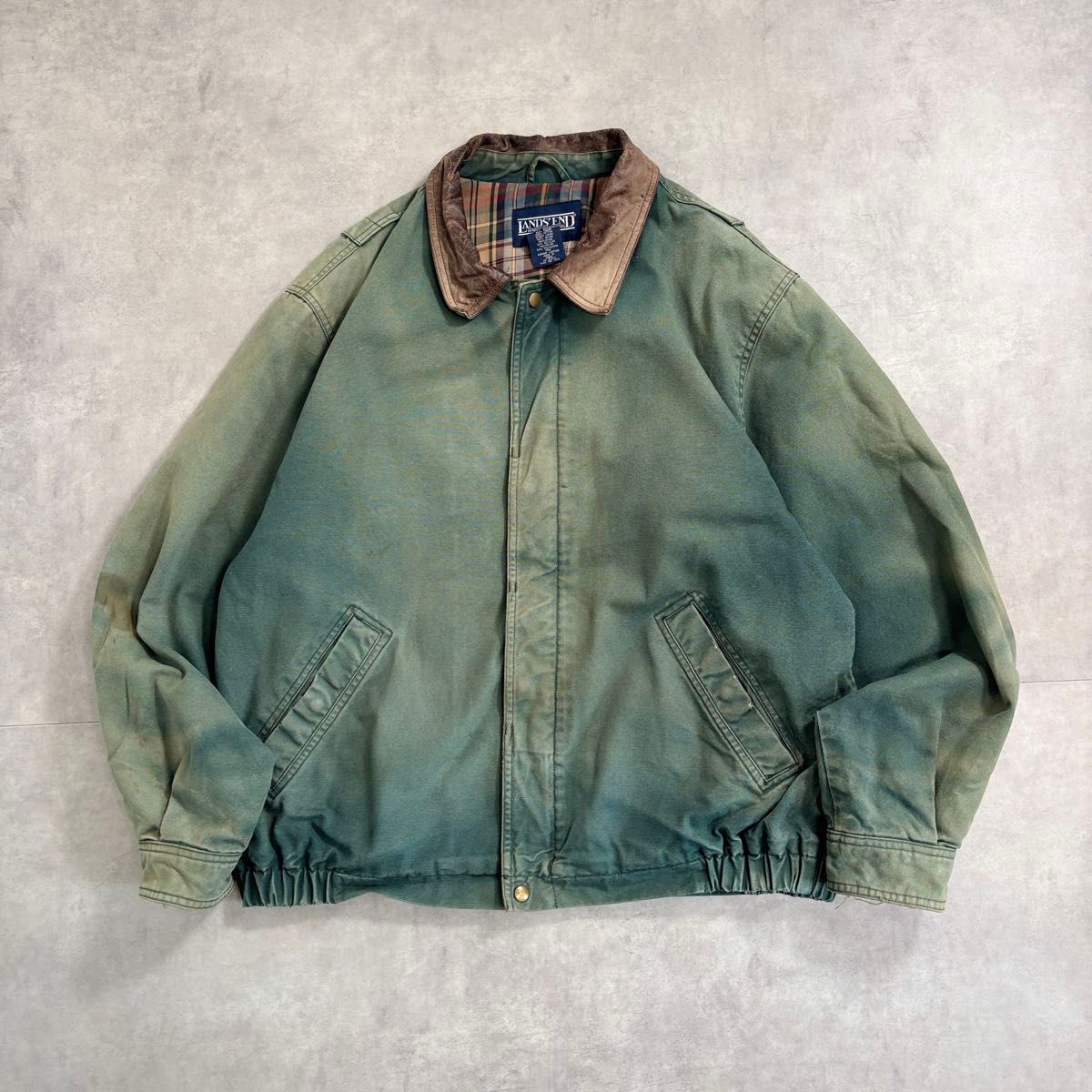 古着 90s ランズエンド 短丈 ブルゾン ダックジャケット フェード