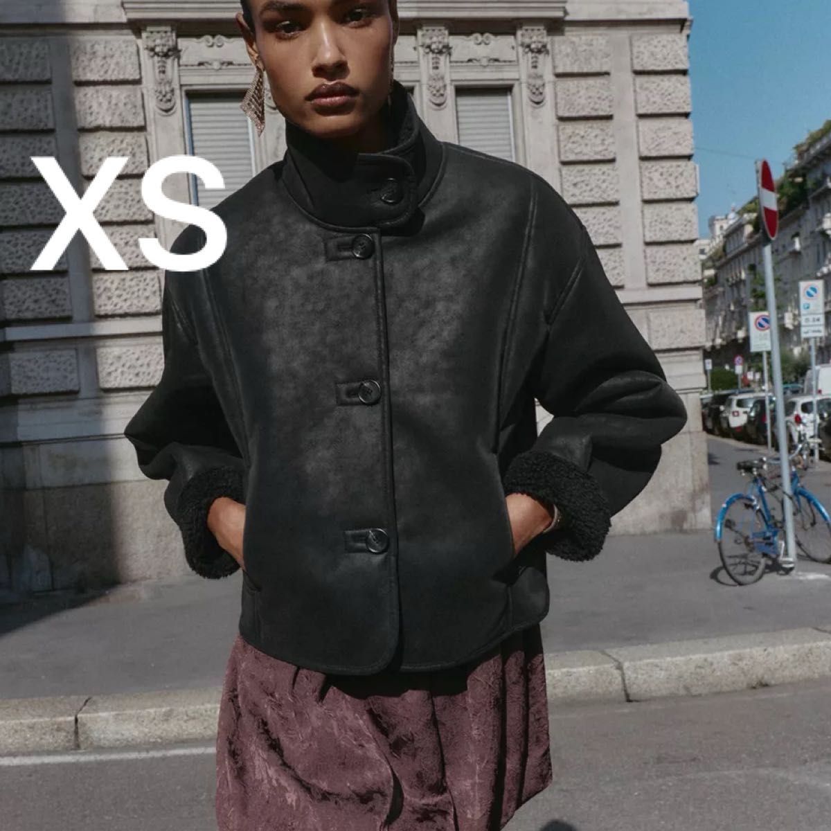 ZARA ダブルフェイスフェイクスエードジャケット 新品 XS ムートン