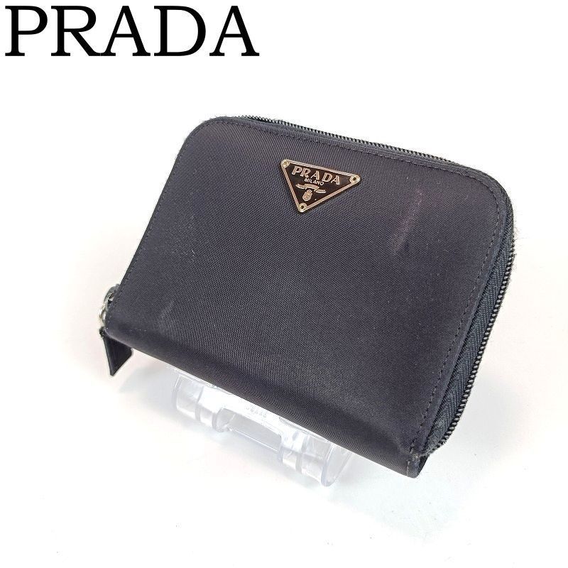 PRADA プラダ 三角ロゴプレート ラウンドファスナー 二つ折り財布