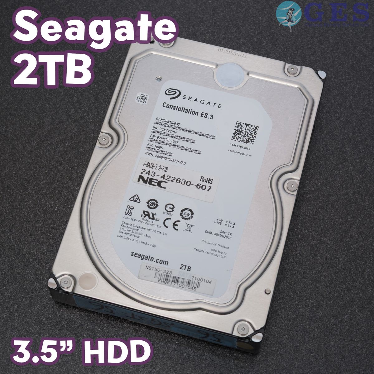 56】Seagate 3 5インチHDD 2TB ST2000NM0033-9ZM175 中古品｜Yahoo