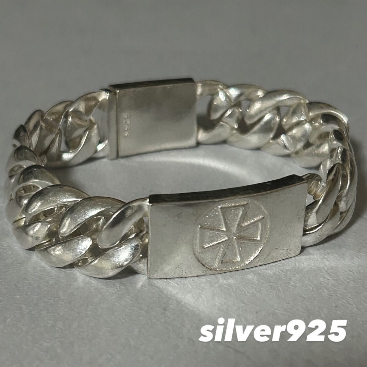 シルバー925 クロス 喜平チェーンブレスレット S925 刻印あり クロス