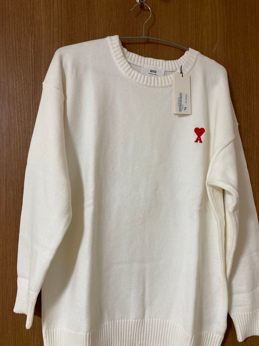 AMI PARIS アミパリス ニット セーター ハートロゴ XL ホワイト｜Yahoo
