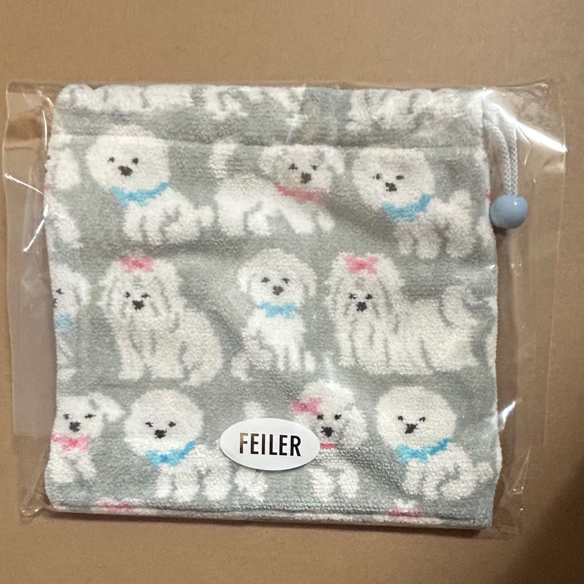 FEILER フェイラー モフモフワンチャン 巾着 シルバーグレー｜Yahoo