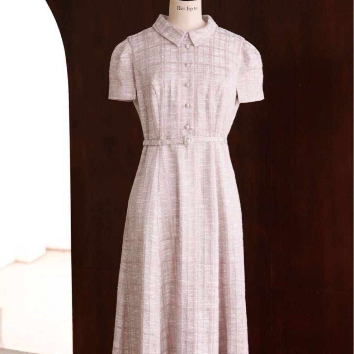 herlipto ワンピース Annecy Belted Dress misty pink Mサイズ｜Yahoo