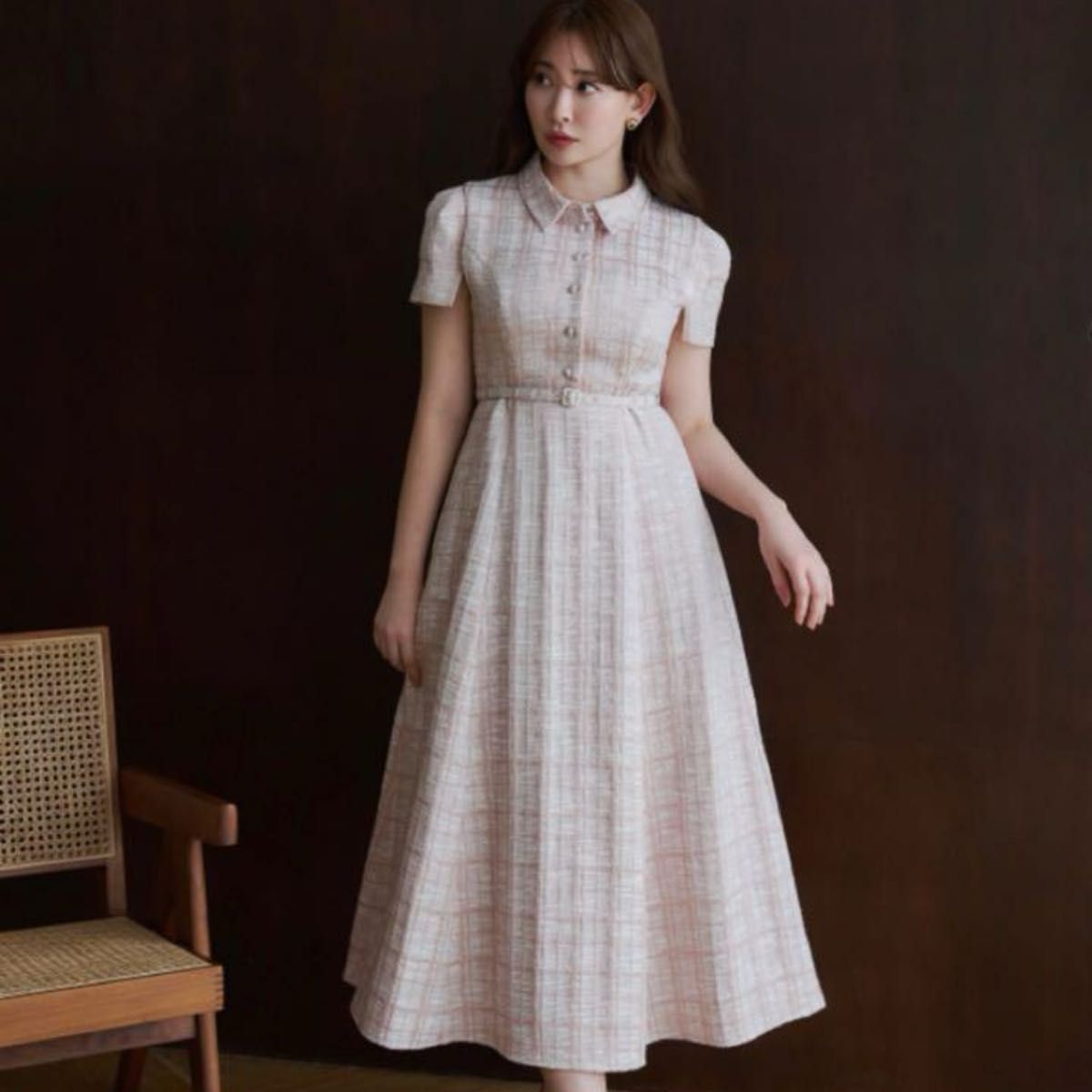 herlipto ワンピース Annecy Belted Dress misty pink Mサイズ｜Yahoo