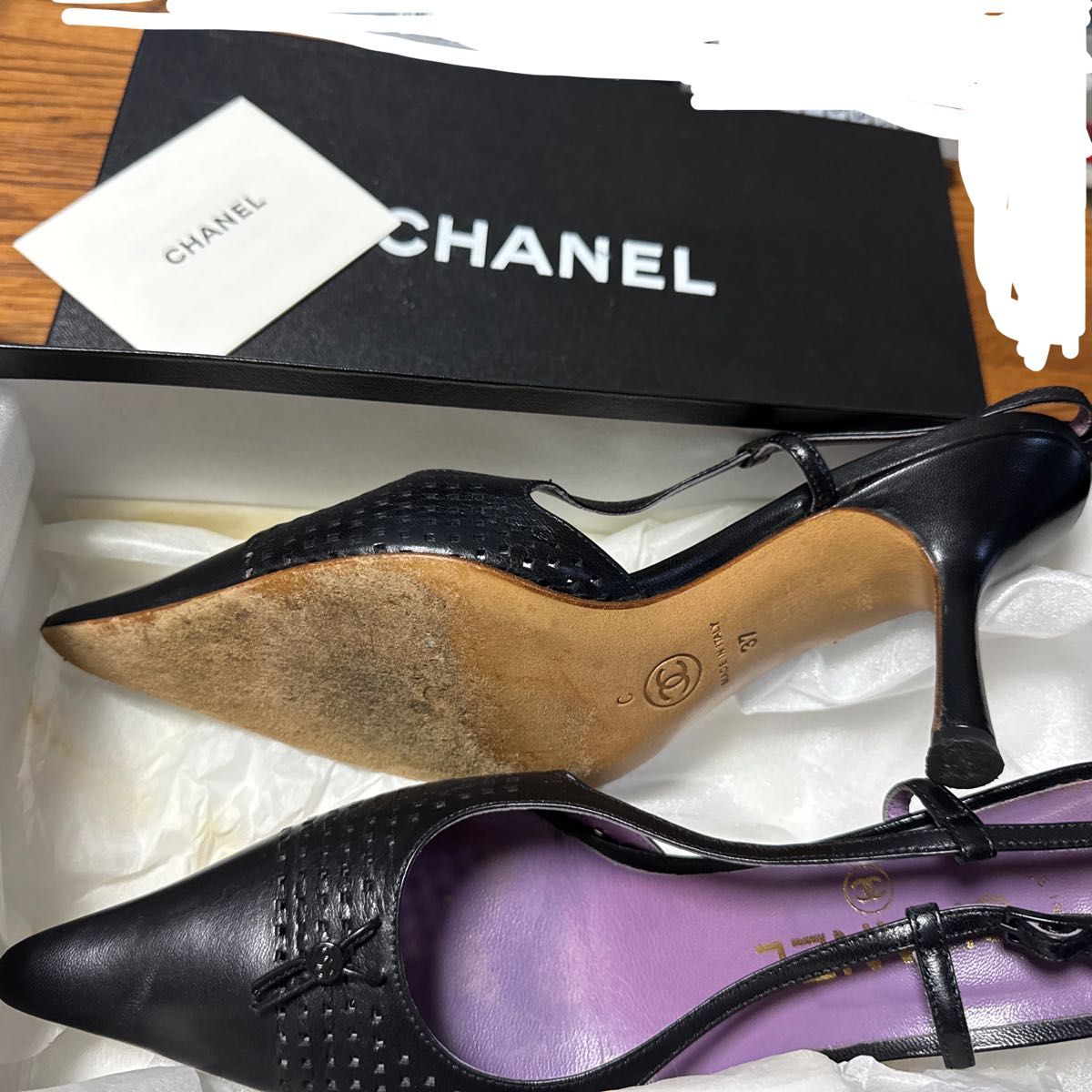 CHANEL シャネル パンプス ブラック ポインテッドトゥ ココマーク
