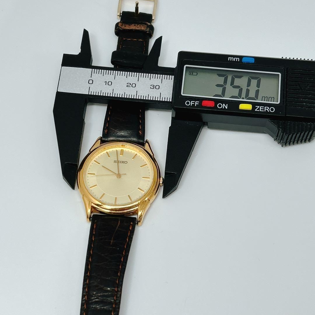 新品電池/稼働 SEIKO ゴールド アナログ腕時計 純正ベルト メンズ