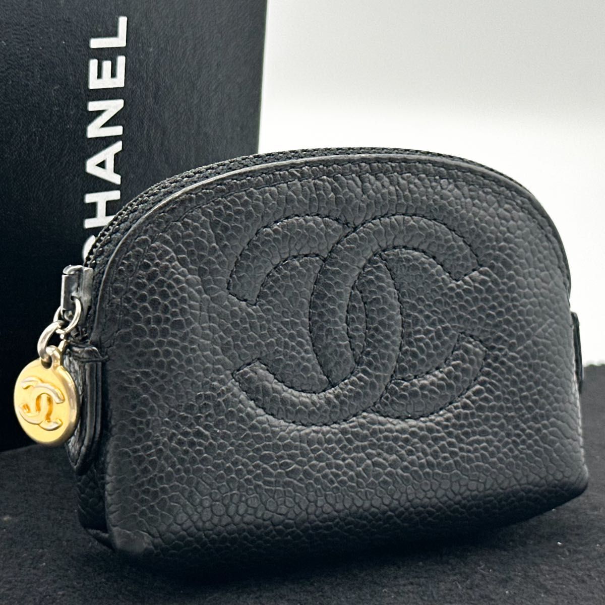 シャネル CHANEL キャビアスキン ココマーク ポーチ ミニポーチ コイン