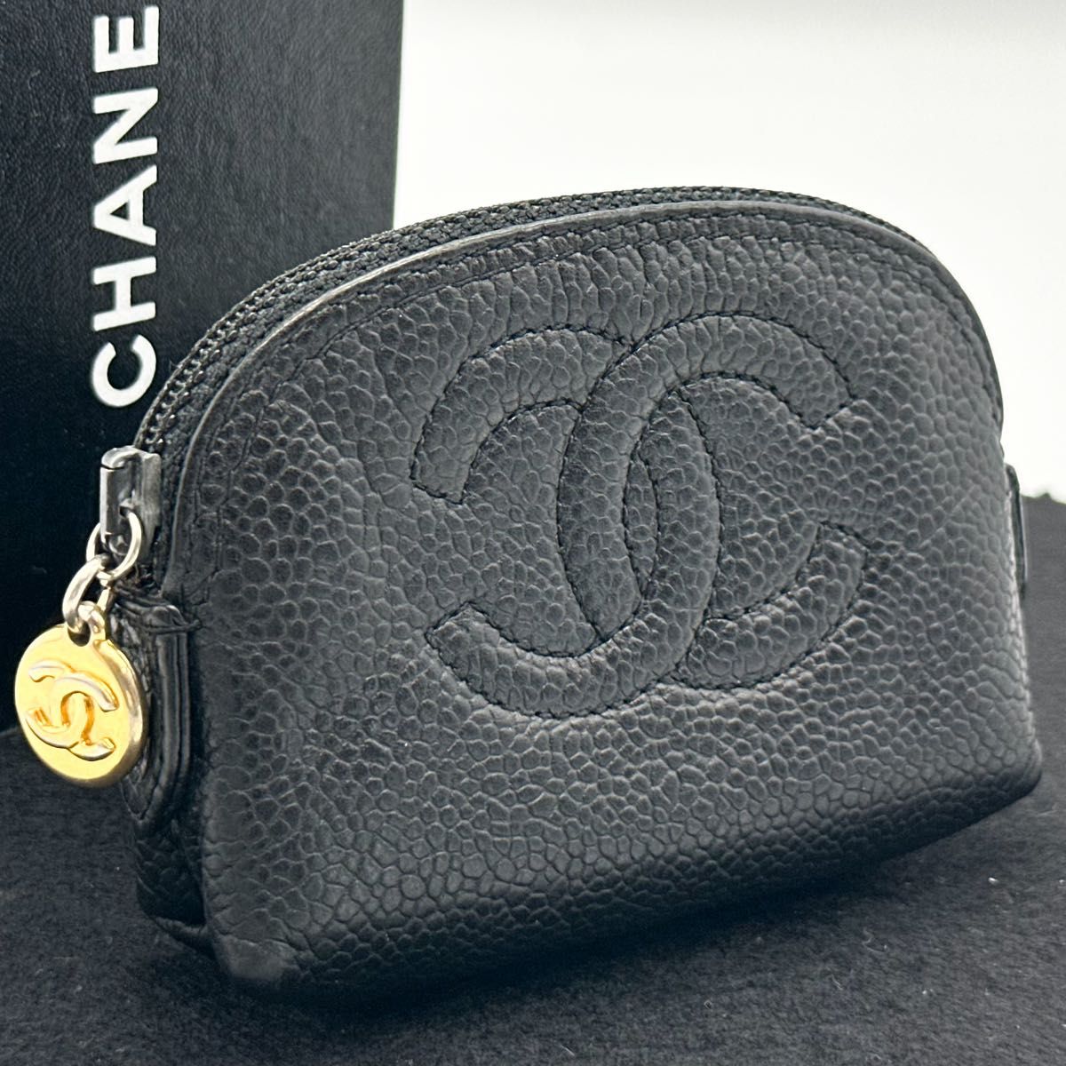 シャネル CHANEL キャビアスキン ココマーク ポーチ ミニポーチ コイン