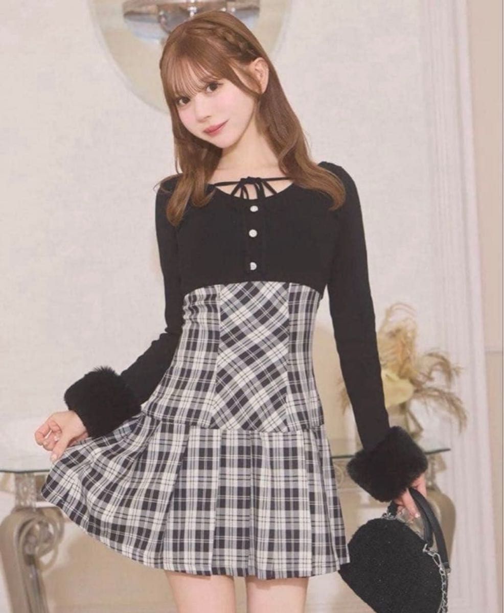 ミシェルマカロン ボレロsetチェックプリーツワンピ xs｜Yahoo!フリマ