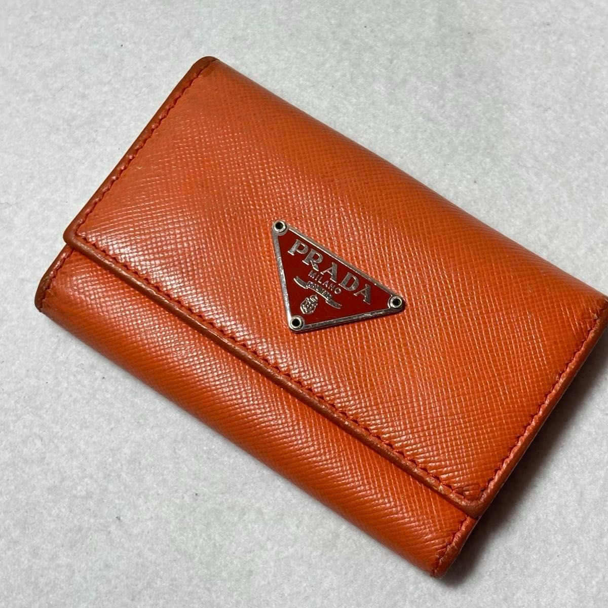 PRADA プラダ キーケース サフィアーノ オレンジ 三角ロゴ｜Yahoo