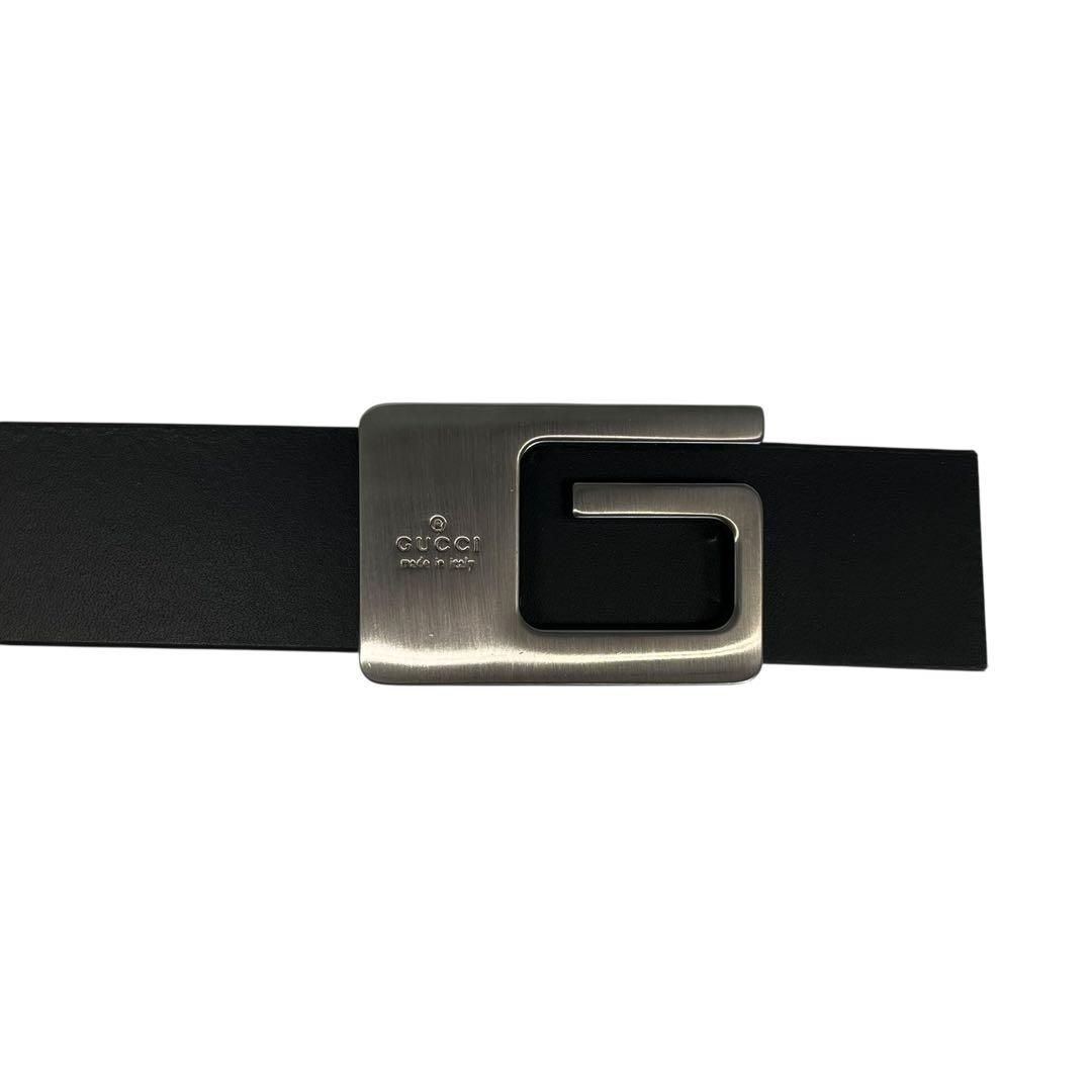 グッチ ベルト Gロゴ ビジネス ブラック シルバー金具 レザー