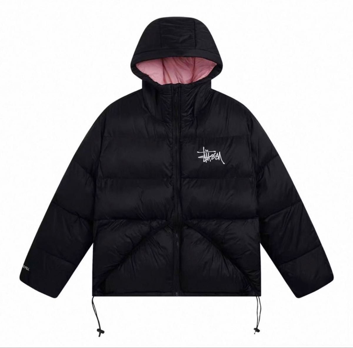 stussy ステューシー ダウンジャケット ブラック ピンク XLサイズ 試着